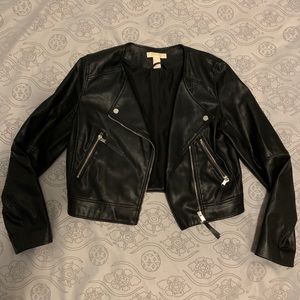 Crop leather jacket